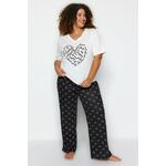 Trendyol Curve White Heart Patterned Knitted Pajama Set crna