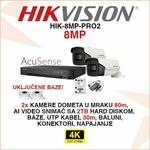 HIKVISION 4K SET SA 2 KAMERE, BAZAMA I SVOM OPREMOM HIK-8MP-PRO2