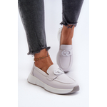 S. BARSKI Light Grey Women's Platform Leather Moccasins S.Barski LR490 siva