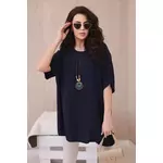Kesi Włoski Oversized blouse with pendant navy blue crna