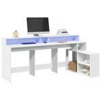 vidaXL Radni stol LED bijeli 200 x 104 x 91 cm od konstruiranog drva