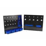 Perforirani metalni panel sa kutijama i nosačima, 34 komada