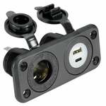 Osculati Lighter socket + USB-A + USB-C black