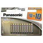 Panasonic alkalne AAA baterije, LR03, Everyday power, 1.5V, 20 komada, oznaka modela LR03EPS/20BW 10+10F