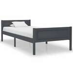 vidaXL Okvir za krevet od masivne borovine sivi 100 x 200 cm
