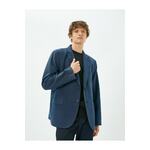 Koton Blazer Jacket With Button Button Pocket Detailed Viscose Blend plava