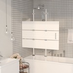 vidaXL Sklopiva pregrada za tuš ESG 120 x 140 cm bijela