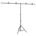 vidaXL Stalak za pozadinu u obliku slova T crni 201x60x(70-200) cm