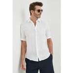Lanena košulja BOSS BOSS ORANGE boja: bijela, regular, s klasičnim ovratnikom - bijela. Košulja iz kolekcije BOSS izrađena od glatke tkanine. Model izrađen od izuzetno udobnog, prozračnog materijala.