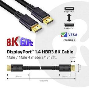 Club3D DisplayPort priključni kabel DisplayPort utikač