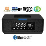 PLATINET Višenamjenska funkcija budilnik Bluetooth QI FM crno
