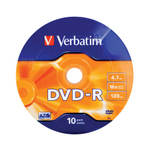 DVD-R Verbatim 4.7GB 16× Matt Silver Wagon Wheel 10 pack