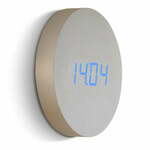 Sivi zidni sat s plavim LED zaslonom Gingko Wall