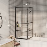 vidaXL Sklopiva pregrada za tuš ESG 120 x 140 cm crna