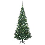 vidaXL Umjetno božićno drvce LED s kuglicama L 240 cm zeleno