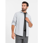 Ombre Men's shirt with pocket REGULAR FIT - light grey melange siva