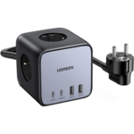 Strujni punjač Ugreen DigiNest Cube, 65W, 2xUSB-A, 2xUSB-C, 3xŠuko, sivi