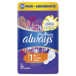 Always Platinum Normal (Veličina 1) Higijenski ulošci s krilcima, 30 komada
