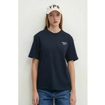 Pamučna majica Tommy Jeans za žene, boja: tamno plava, DW0DW18786