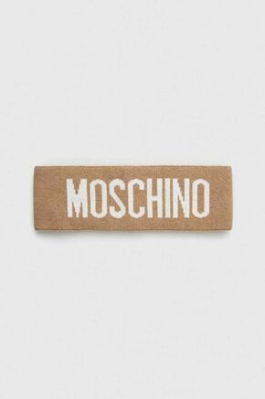 Vunena traka Moschino boja: smeđa - smeđa. Traka iz kolekcije Moschino. Model izrađen od tkanine s uzorkom.