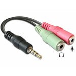 Adapter DELOCK, 3.5mm TRRS (M) na 3.5mm TRS (Ž) za slušalice + 3.5mm TRS (Ž) za mikrofon, polybag