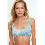 Trendyol Green Floral Print Bandeau Bikini Top siva