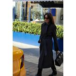 Trendyol Black Belted Regular Wool Long Coat Formal Lined Coat crna