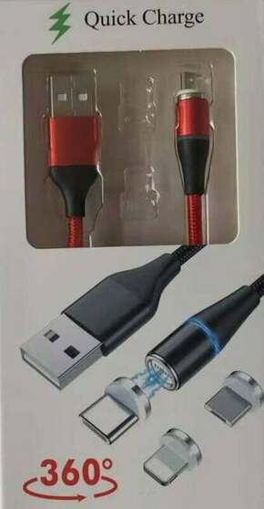 PremiumCord Magnetic microUSB and USB-C Charging Cable Red Crvena 1 m USB kabel