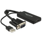 DELOCK VGA/D-Sub + USB HDMI transformator Crno 25cm 62668