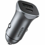 UGREEN auto punjač 24W, USB-C+USB-A, PD3.0/QC3.0, srebrni