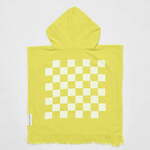 Žuti dječji ručnik za plažu s kapuljačom Sunnylife Checkerboard, 3-6 god