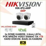 HIKVISION 4MP IP POE SET SA 2 DOME KAMERE HIK-IP2-4MP