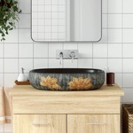 vidaXL Nadgradni umivaonik sivo-crni ovalni 59x40x14 cm keramički