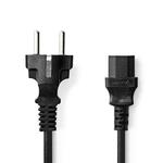 Nedis CEGL10030BK20 - Kabel za napajanje | Tip F utikač | IEC-320-C13 | Izravno | Izravno | 2 m | Crna