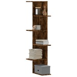 vidaXL Kutna zidna polica boja dimljenog hrasta 36,5x36,5x140cm drvena