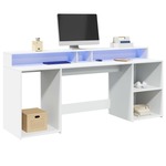 Radni stol LED bijeli 200 x 55 x 91 cm od konstruiranog drva