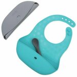 BBLÜV Pöket podbradnik sa žličicom Grey/Aqua 2 kom