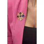 Floral brooch 2 multicolored roze