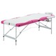 vidaXL Sklopivi masažni stol s 3 zone aluminijski bijelo-ružičasti