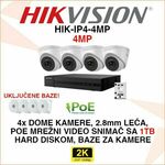 HIKVISION 4MP IP POE SET SA 4 DOME KAMERE HIK-IP4-4MP