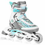 Spokey PRIME PRO Kolieskové korčule, bielo-turquoise, ABEC9 Carbon, veľ. 38 siva