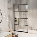 vidaXL Pregrada za tuš ESG 80 x 140 cm crna