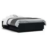 vidaXL Okvir kreveta s LED svjetlima crni 140 x 190 cm drveni