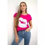 Blouse with fuchsia lip print roze