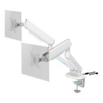 DELTACO GAMING DUAL RGB Monitor Arm,17"-32" monitore, max 18kg, podržava zakrivljene ekrane, BIJELA