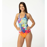 Aloha From Deer Woman's Paintjob Open Back Swimsuit SSOB AFD325 plava, siva, narančasta, fuksija, višebojna