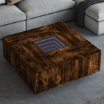 vidaXL Stolić s beskonačnim LED svjetlima boja hrasta 100x100x40 cm