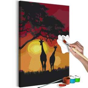 Slika za samostalno slikanje - Giraffes and Sunset 40x60