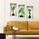 Set od 3 zidne 3D samoljepljive naljepnice Ambiance Green Plants