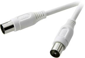 SpeaKa Professional antene priključni kabel [1x 75 ω antenski muški konektor - 1x 75 ω antenski ženski konektor] 2.50 m 75 dB bijela